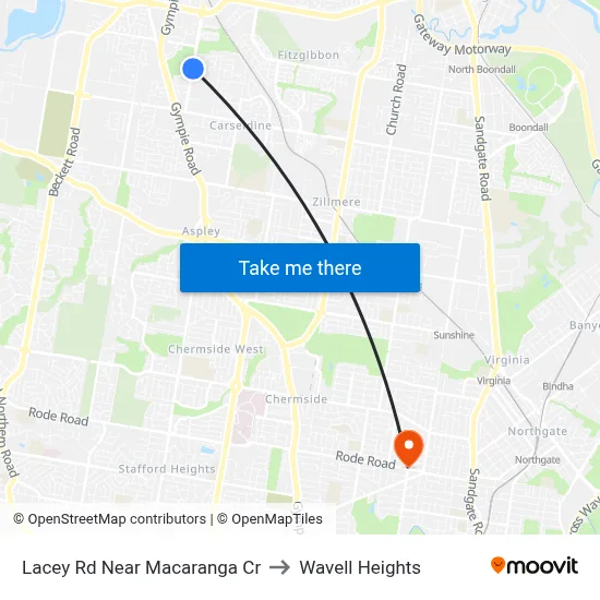 Lacey Rd Near Macaranga Cr to Wavell Heights map