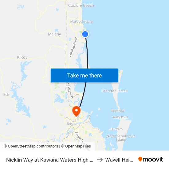 Nicklin Way at Kawana Waters High School to Wavell Heights map