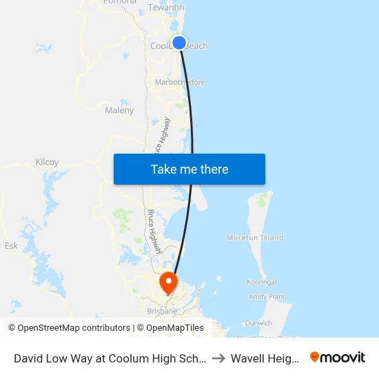 David Low Way at Coolum High School to Wavell Heights map