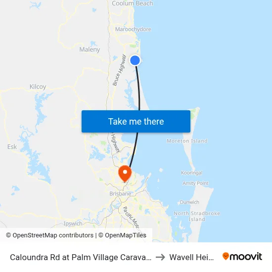 Caloundra Rd at Palm Village Caravan Park to Wavell Heights map