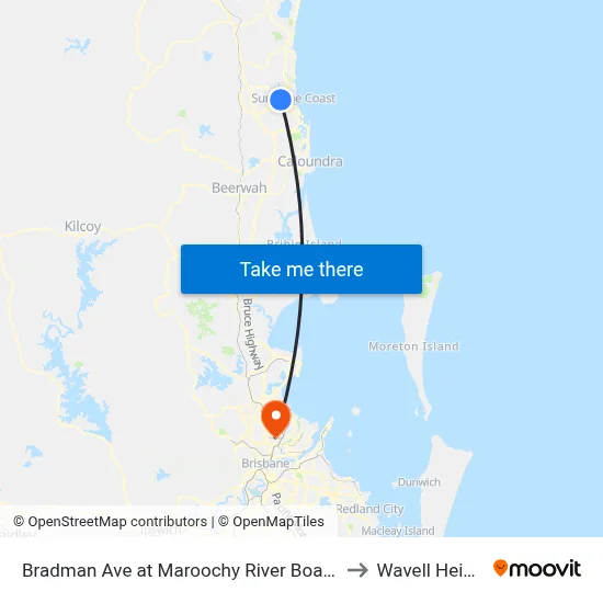 Bradman Ave at Maroochy River Boat Ramp to Wavell Heights map