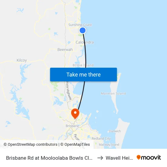 Brisbane Rd at Mooloolaba Bowls Club Closed to Wavell Heights map