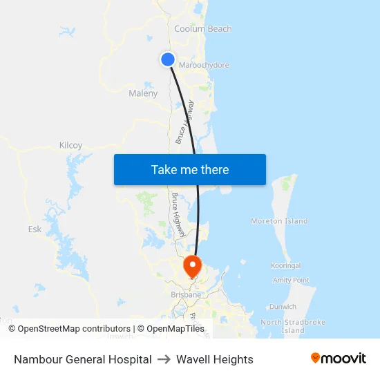 Nambour General Hospital to Wavell Heights map