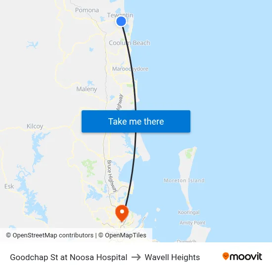 Goodchap St at Noosa Hospital to Wavell Heights map