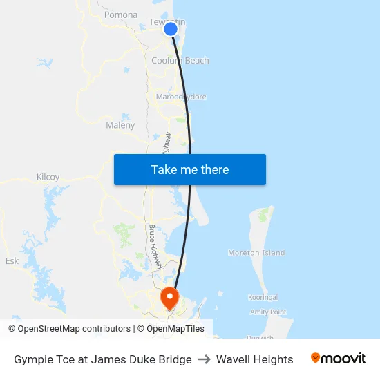 Gympie Tce at James Duke Bridge to Wavell Heights map