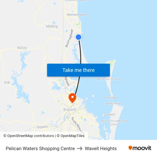Pelican Waters Shopping Centre to Wavell Heights map