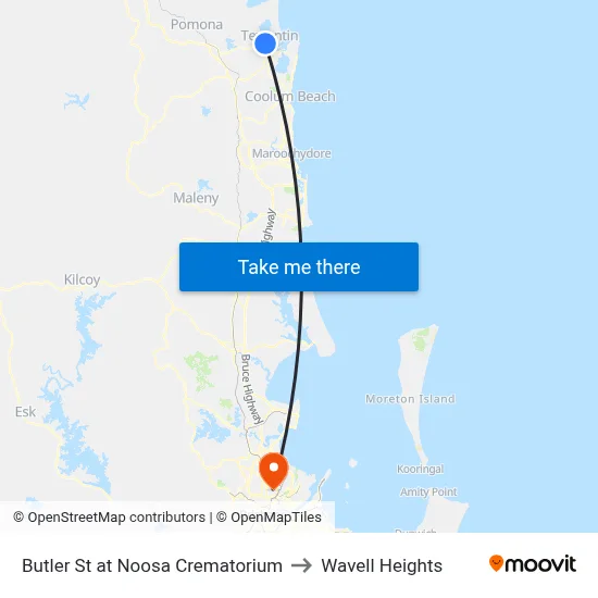 Butler St at Noosa Crematorium to Wavell Heights map