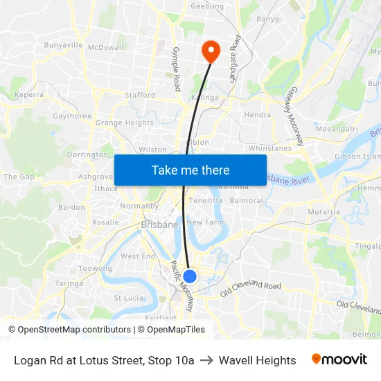 Logan Rd at Lotus Street, Stop 10a to Wavell Heights map