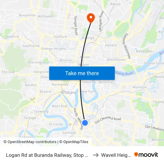 Logan Rd at Buranda Railway, Stop 14/16 to Wavell Heights map
