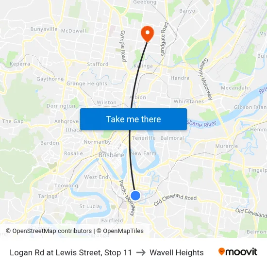 Logan Rd at Lewis Street, Stop 11 to Wavell Heights map