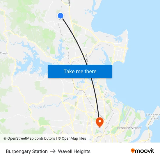 Burpengary Station to Wavell Heights map