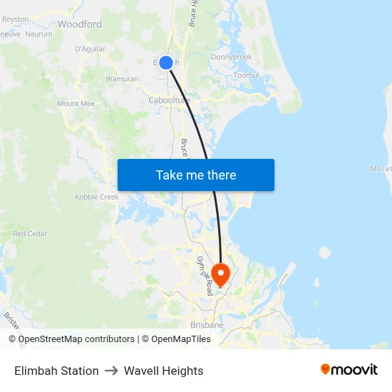 Elimbah Station to Wavell Heights map