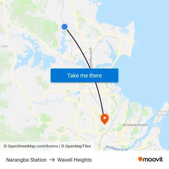 Narangba Station to Wavell Heights map
