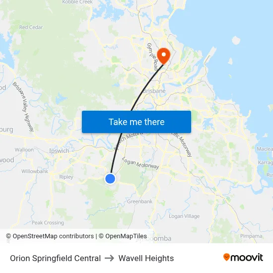 Orion Springfield Central to Wavell Heights map