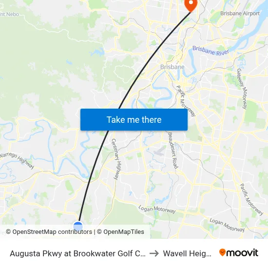 Augusta Pkwy at Brookwater Golf Club to Wavell Heights map