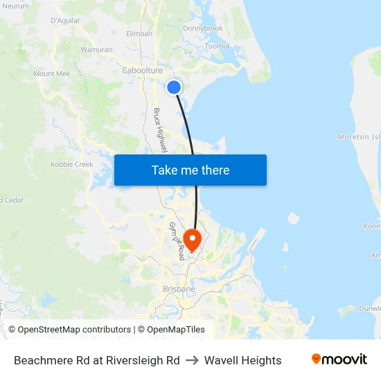 Beachmere Rd at Riversleigh Rd to Wavell Heights map