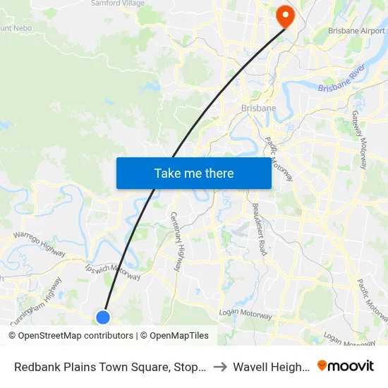 Redbank Plains Town Square, Stop B to Wavell Heights map