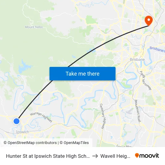 Hunter St at Ipswich State High School to Wavell Heights map