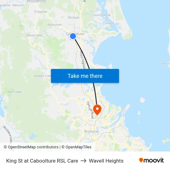 King St at Caboolture RSL Care to Wavell Heights map