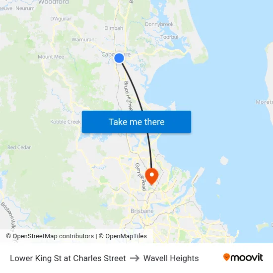Lower King St at Charles Street to Wavell Heights map