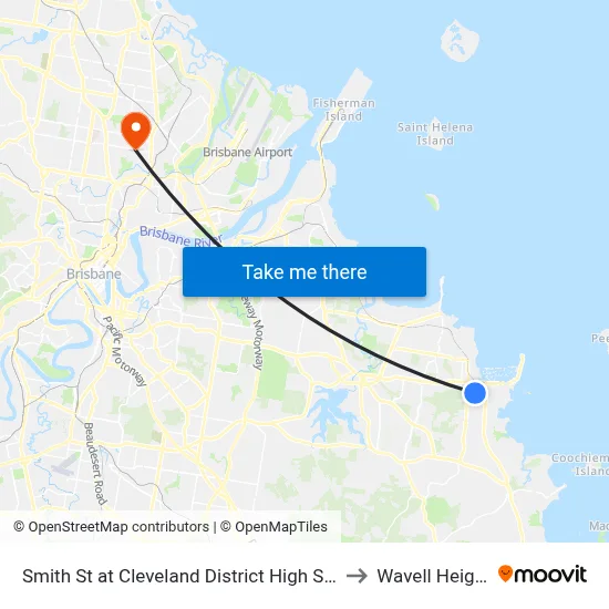 Smith St at Cleveland District High School to Wavell Heights map