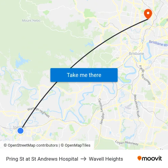 Pring St at St Andrews Hospital to Wavell Heights map
