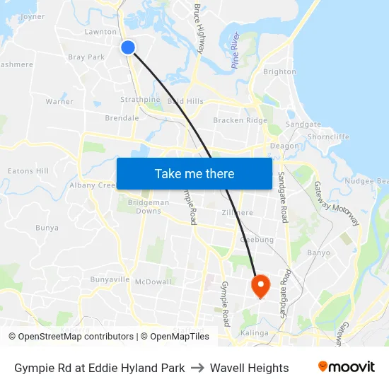 Gympie Rd at Eddie Hyland Park to Wavell Heights map