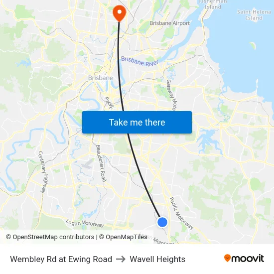 Wembley Rd at Ewing Road to Wavell Heights map