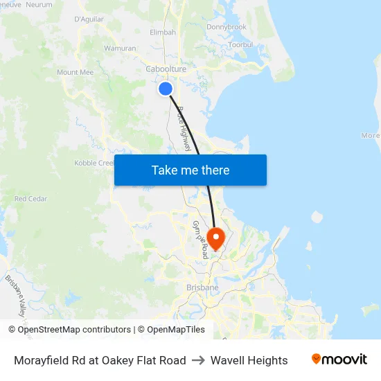 Morayfield Rd at Oakey Flat Road to Wavell Heights map