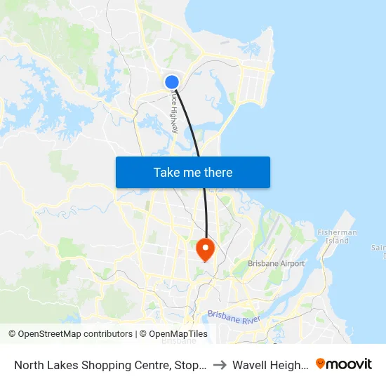 North Lakes Shopping Centre, Stop B to Wavell Heights map
