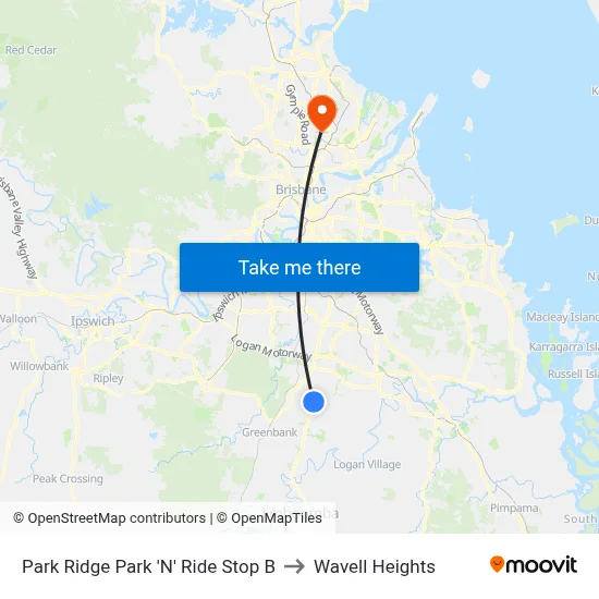 Park Ridge Park 'N' Ride Stop B to Wavell Heights map