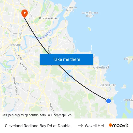 Cleveland Redland Bay Rd at Double Jump Road to Wavell Heights map
