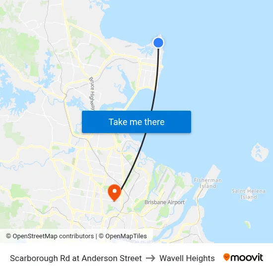Scarborough Rd at Anderson Street to Wavell Heights map
