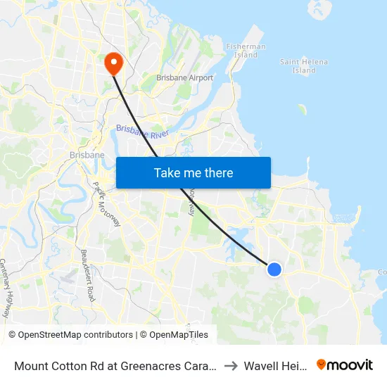 Mount Cotton Rd at Greenacres Caravan Park to Wavell Heights map