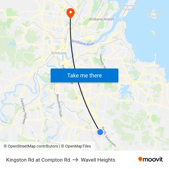 Kingston Rd at Compton Rd to Wavell Heights map