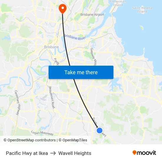 Pacific Hwy at Ikea to Wavell Heights map