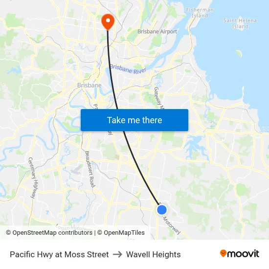 Pacific Hwy at Moss Street to Wavell Heights map