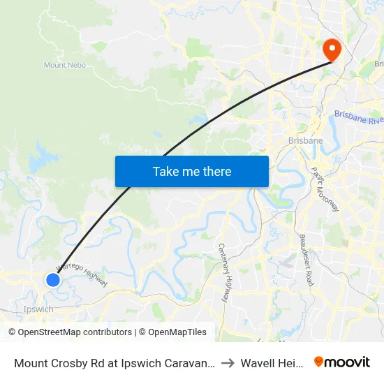 Mount Crosby Rd at Ipswich Caravan Village to Wavell Heights map