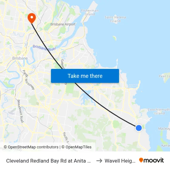 Cleveland Redland Bay Rd at Anita Street to Wavell Heights map