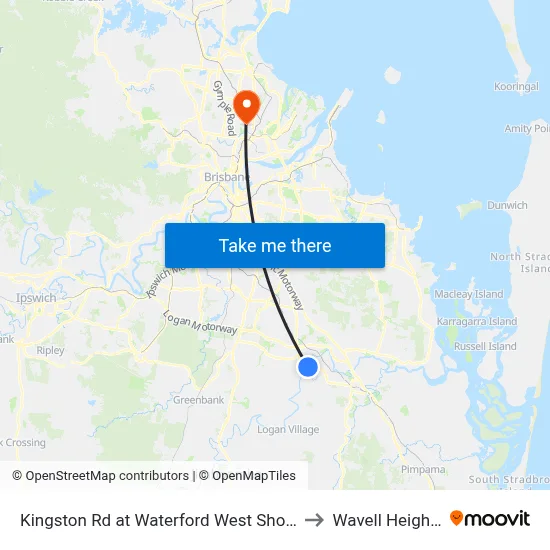 Kingston Rd at Waterford West Shops to Wavell Heights map