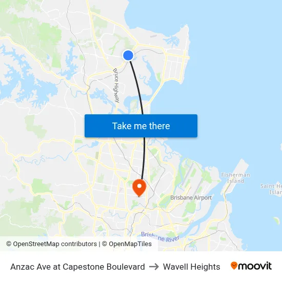 Anzac Ave at Capestone Boulevard to Wavell Heights map