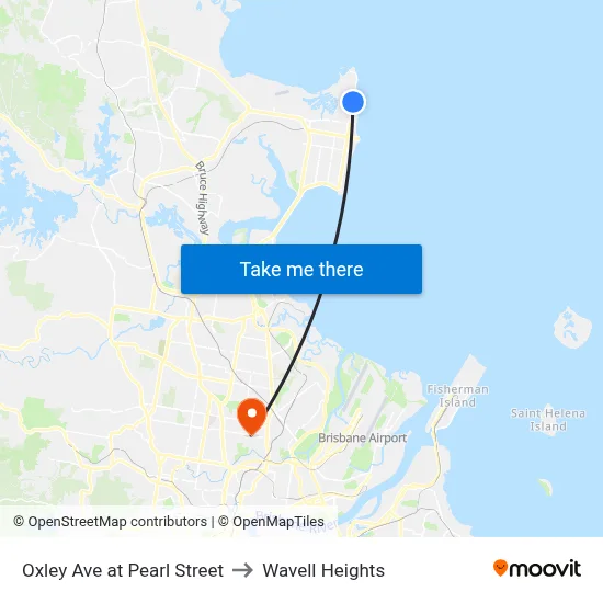 Oxley Ave at Pearl Street to Wavell Heights map
