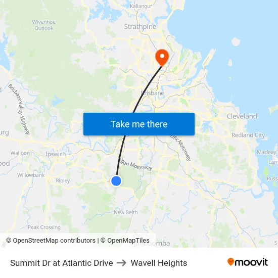 Summit Dr at Atlantic Drive to Wavell Heights map