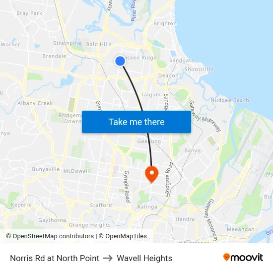 Norris Rd at North Point to Wavell Heights map