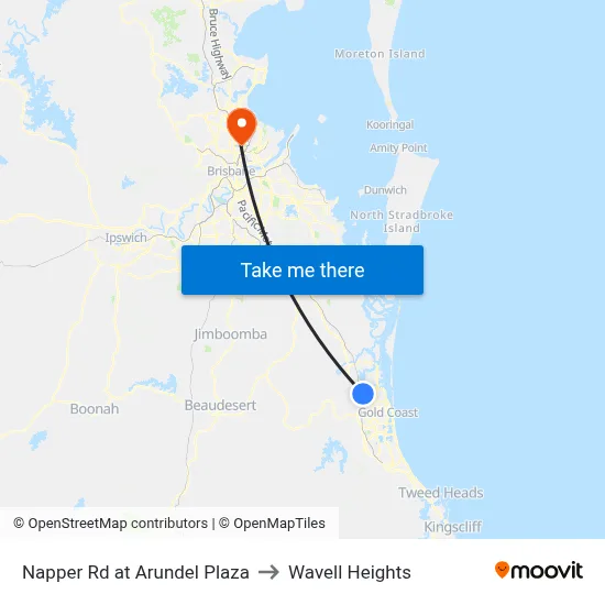 Napper Rd at Arundel Plaza to Wavell Heights map