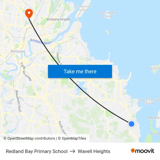 Redland Bay Primary School to Wavell Heights map