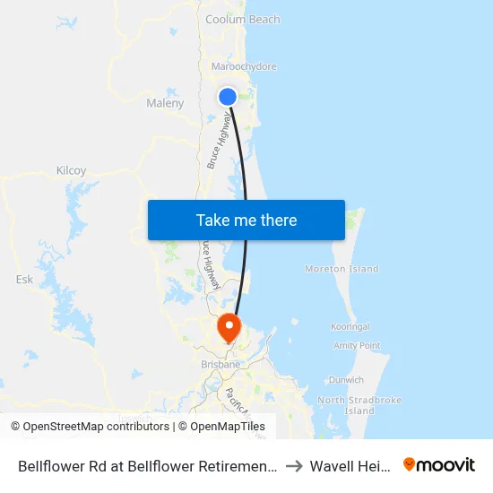 Bellflower Rd at Bellflower Retirement Resort to Wavell Heights map