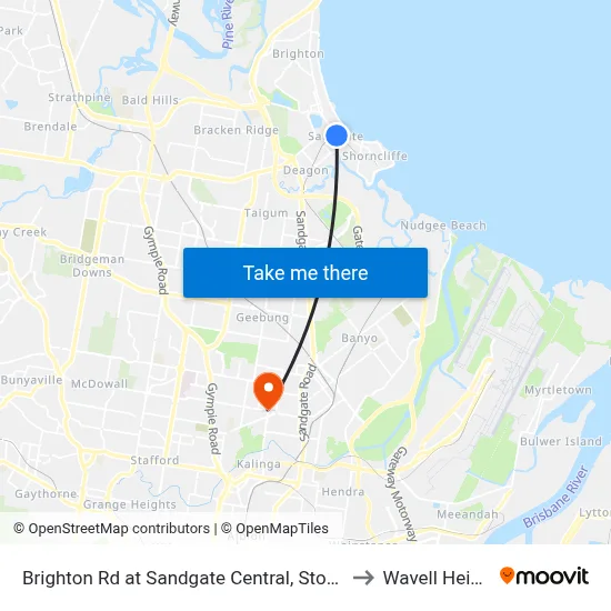 Brighton Rd at Sandgate Central, Stop 34/33 to Wavell Heights map