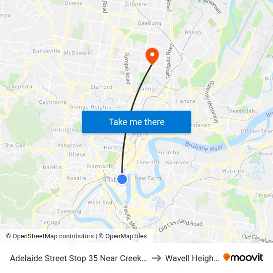 Adelaide Street Stop 35 Near Creek St to Wavell Heights map