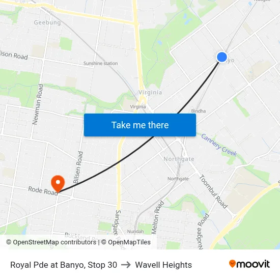 Royal Pde at Banyo, Stop 30 to Wavell Heights map
